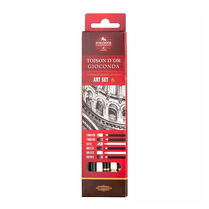 gioconda set de creioane carbune si grafit 6 buc ro khn9035006005ks