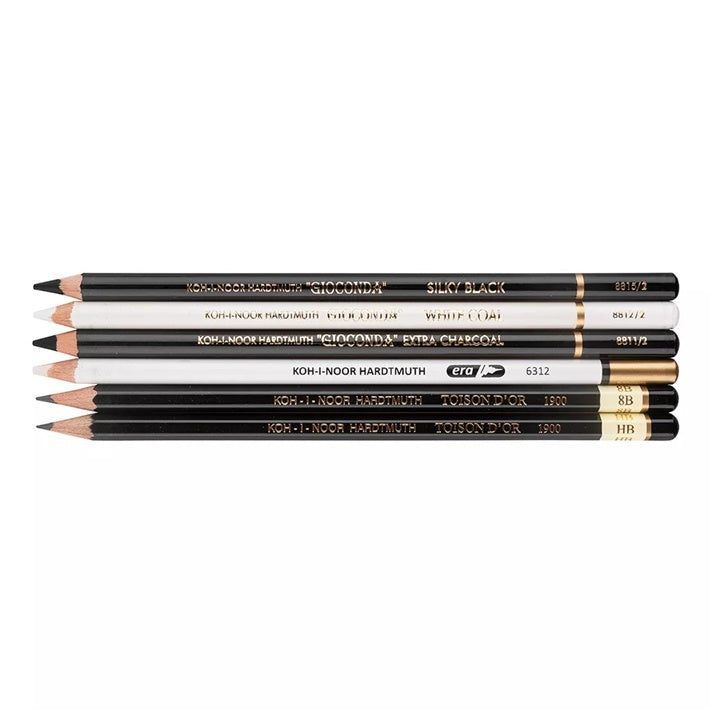 gioconda set de creioane carbune si grafit 6 buc ro khn9035006005ks