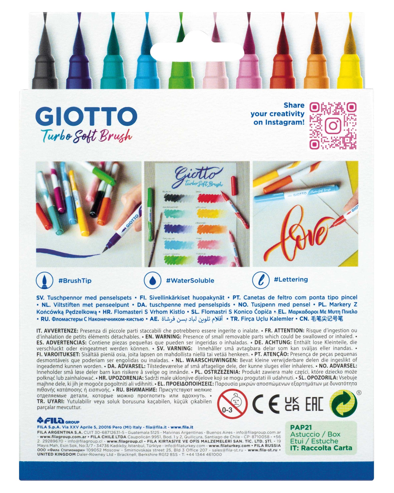 Carioci tip pensulă GIOTTO Turbo Soft Brush - 10 buc