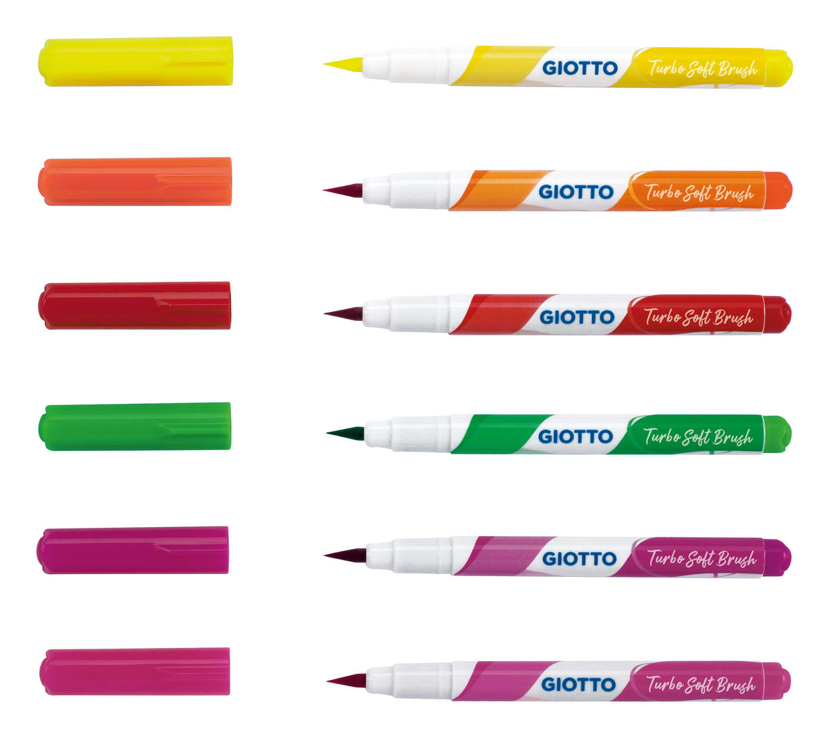 Carioci tip pensulă GIOTTO Turbo Soft Brush Fluo 6 buc