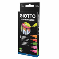 Carioci tip pensulă GIOTTO Turbo Soft Brush Fluo 6 buc