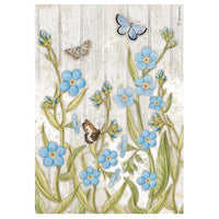 hartia de orez a4 blue flori albastre si fluturi ro mxh15929