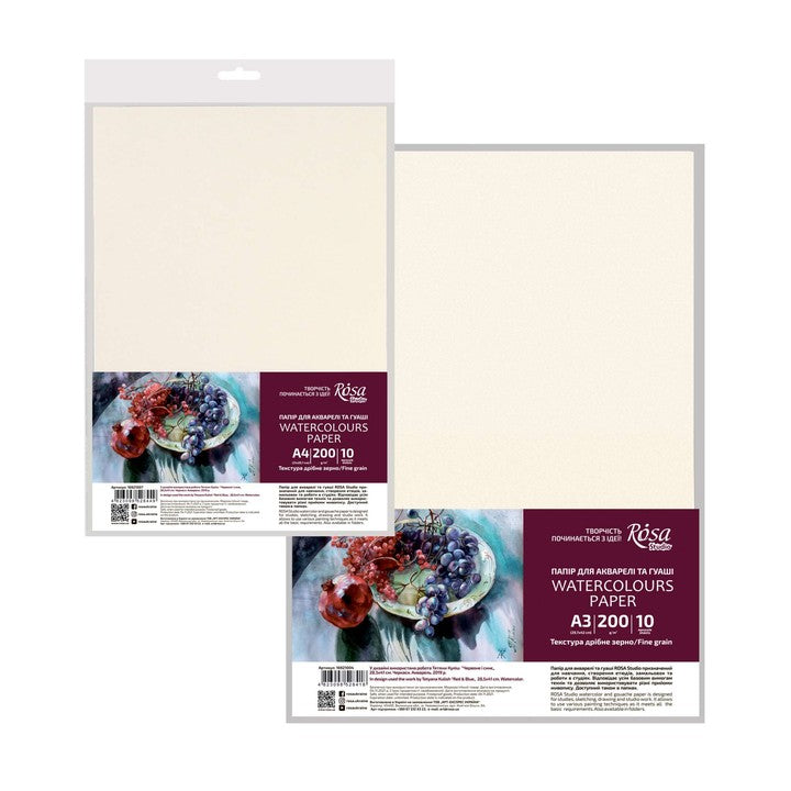 hartie pentru acuarela a3 29 7x42 cm 10 coli cu granulație fina 200g m2 rosa studio