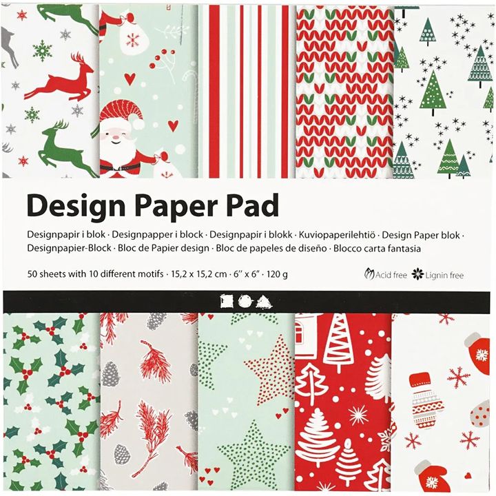 hartie pentru scrapbooking motiv de craciun 50 de coli 15 2 x 15 2 cm