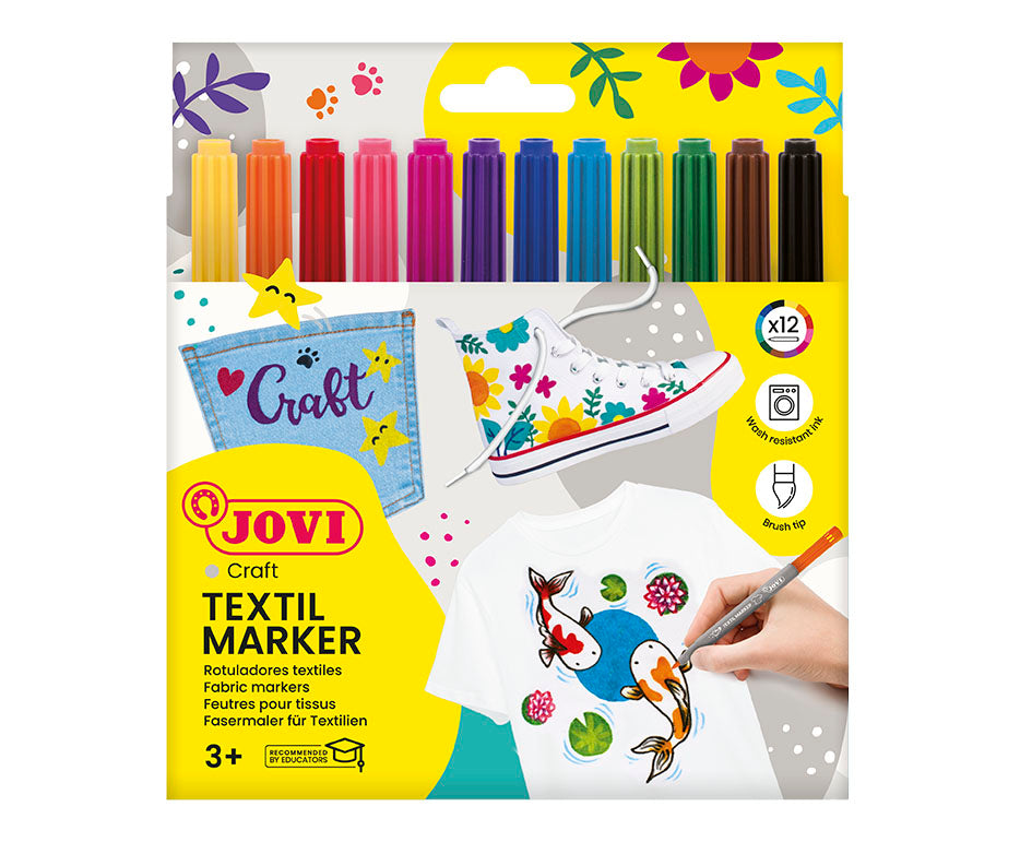 Carioci pentru textile JOVI Jovidecor Textil cu vârf tip pensulă 12 buc