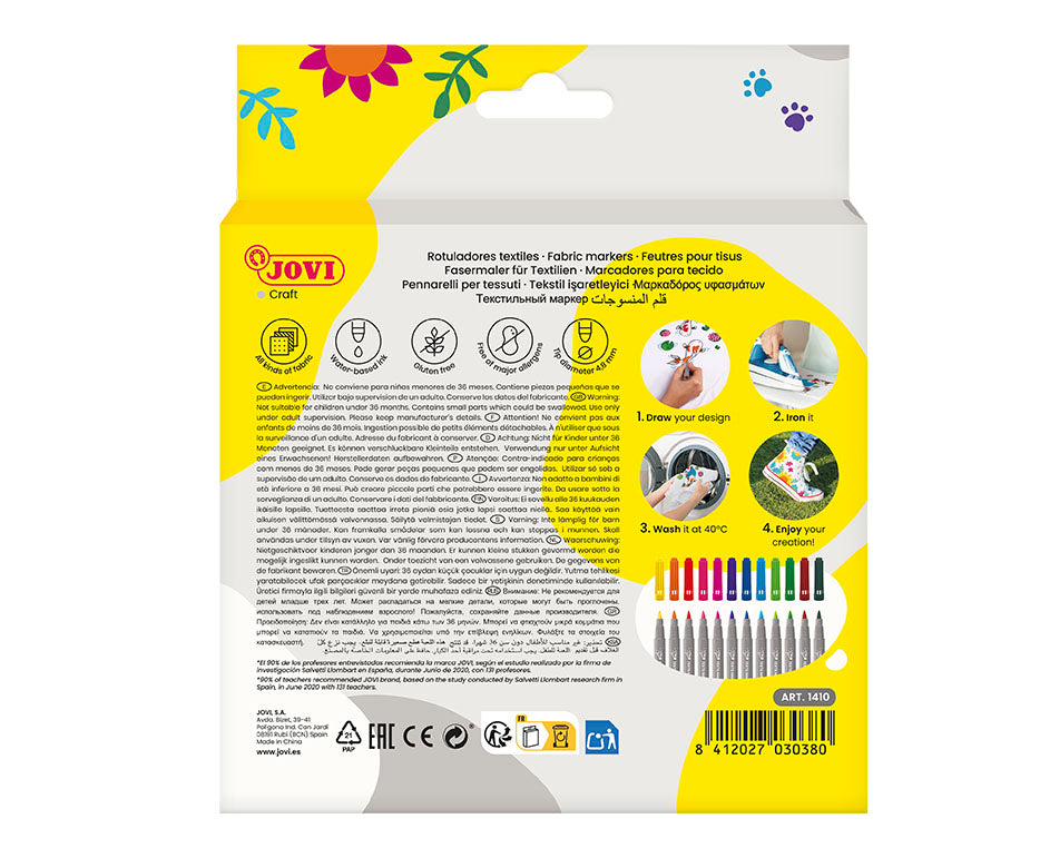Carioci pentru textile JOVI Jovidecor Textil cu vârf tip pensulă 12 buc
