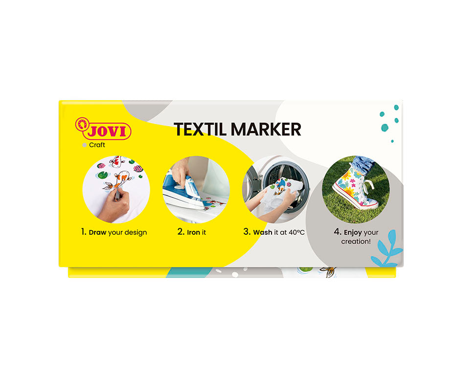 Carioci pentru textile JOVI Jovidecor Textil cu vârf tip pensulă – 48 buc / 12 culori