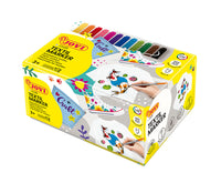 Carioci pentru textile JOVI Jovidecor Textil cu vârf tip pensulă – 48 buc / 12 culori