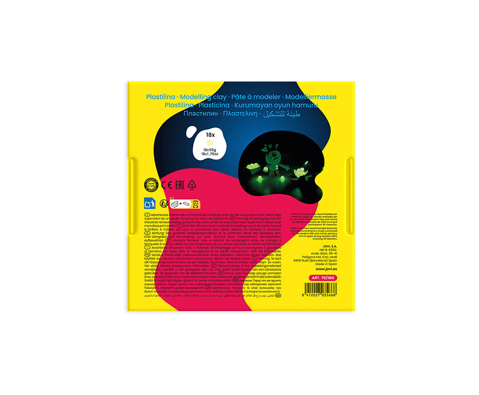 JOVI plastilină naturală fosforescentă 18 x 50 g