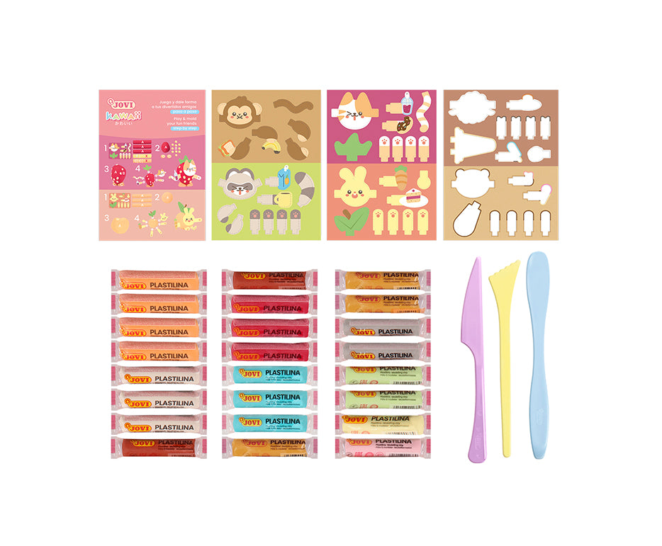 JOVI Play&Fun Kawaii plastilină naturală în trusă – set cu accesorii