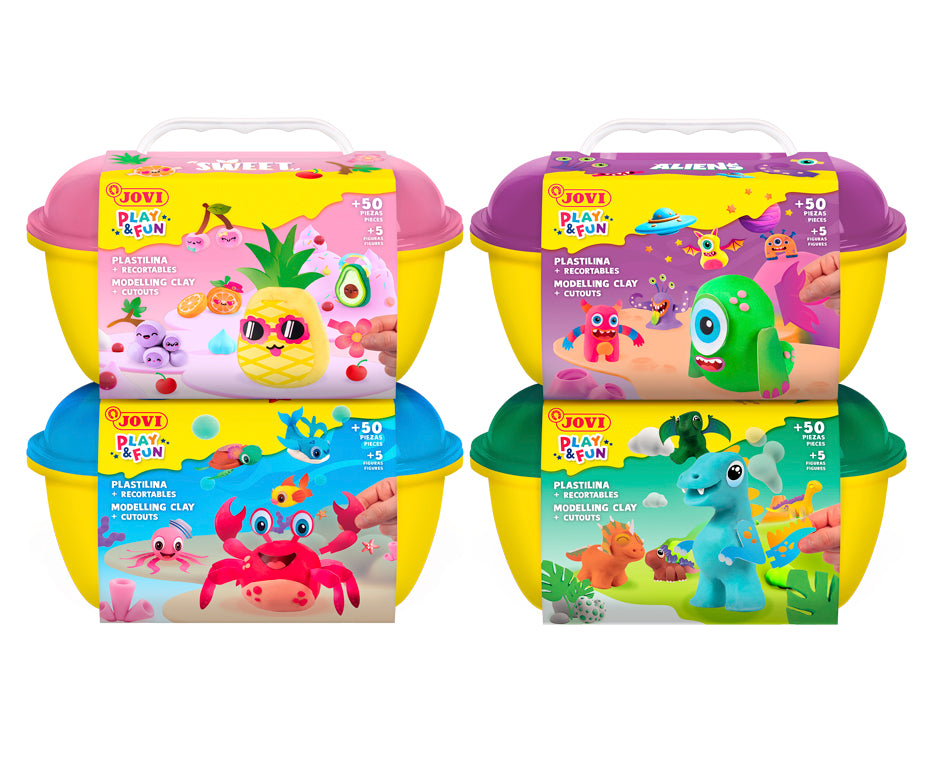 Plastilină naturală în valiză JOVI Play&Fun Aliens - 50 buc
