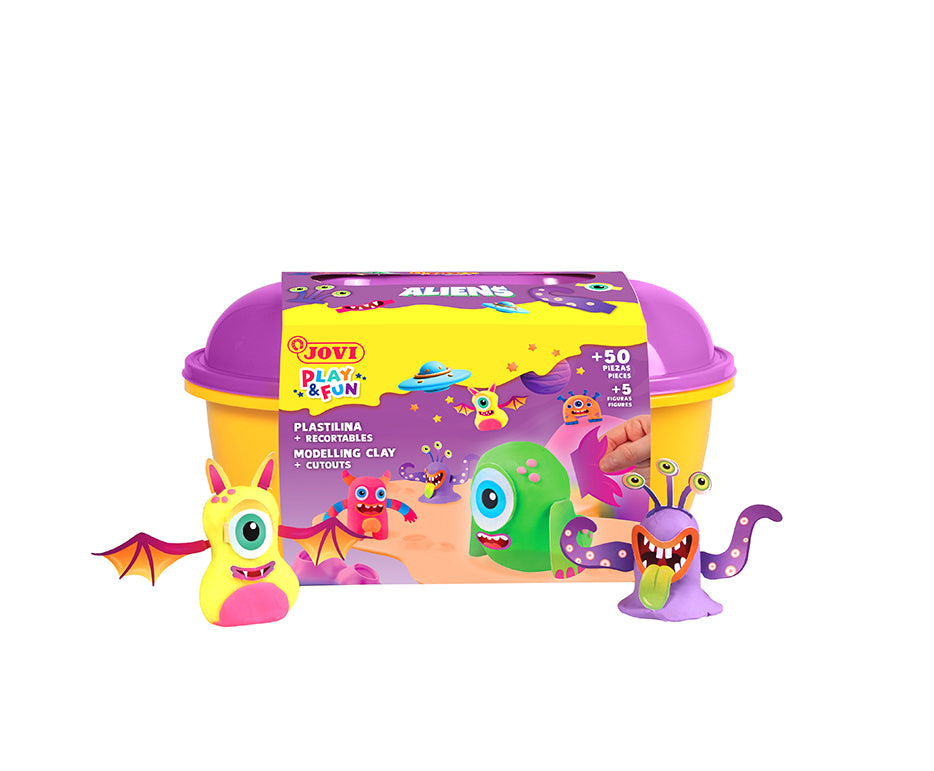 Plastilină naturală în valiză JOVI Play&Fun Aliens - 50 buc