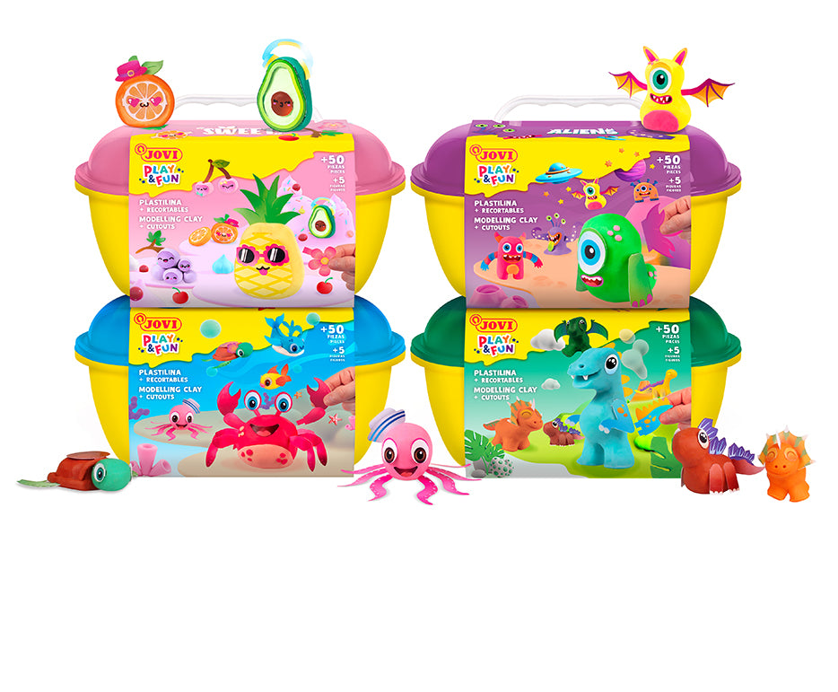 Plastilină naturală în valiză JOVI Play&Fun Aliens - 50 buc