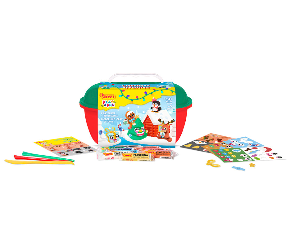 JOVI Play&Fun plastilină naturală în valiză Christmas Adventure