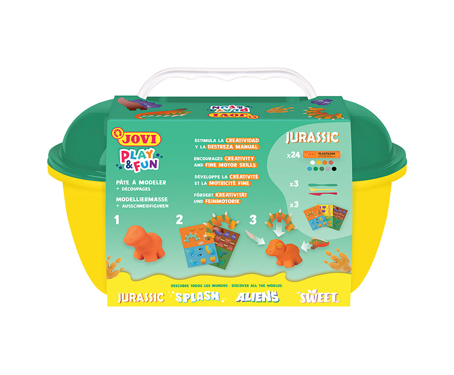JOVI Play&Fun plastilină naturală în valiză Jurassic – set cu accesorii