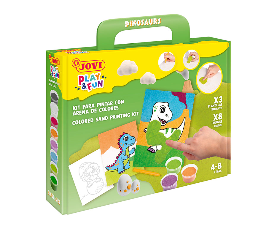 JOVI Play&Fun set pictură cu nisip 12 buc Dinosaurs
