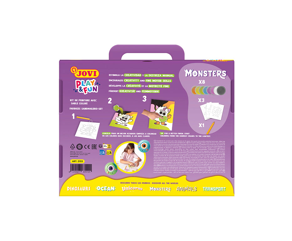 JOVI Play&Fun set pictură cu nisip Monsters 12 buc