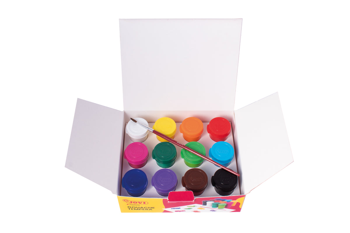 Culori tempera JOVI Premium 12 x 15 ml cu pensulă