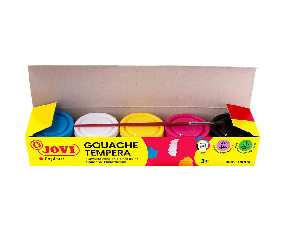 Culori tempera Jovi Premium 5 x 35 ml cu pensulă