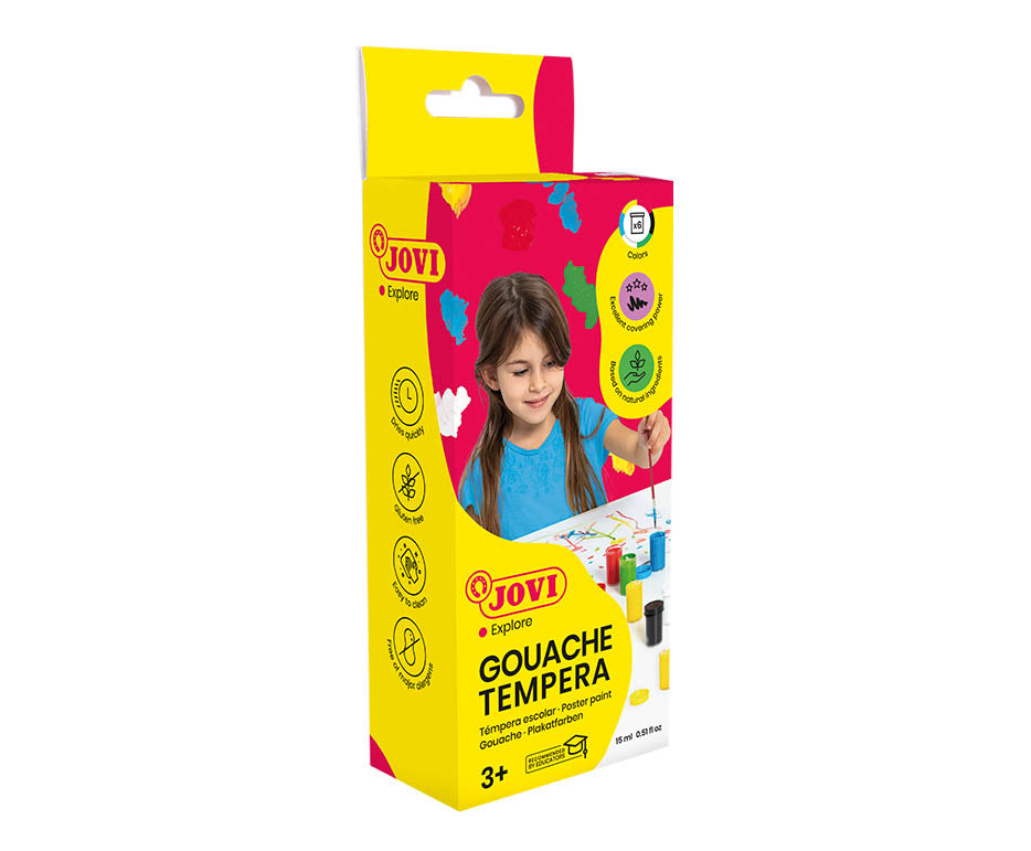 Culori tempera JOVI Premium 6 x 15 ml cu pensulă