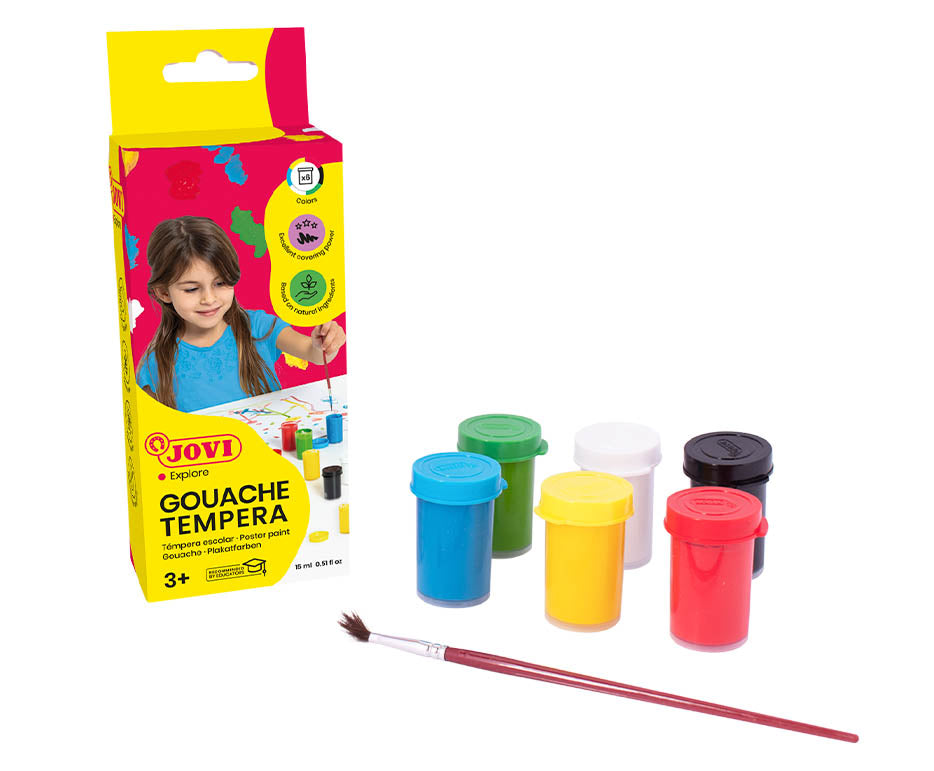 Culori tempera JOVI Premium 6 x 15 ml cu pensulă