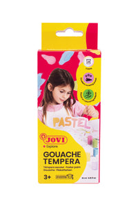Culori tempera pastelate JOVI Premium 6 x 15 ml cu pensulă