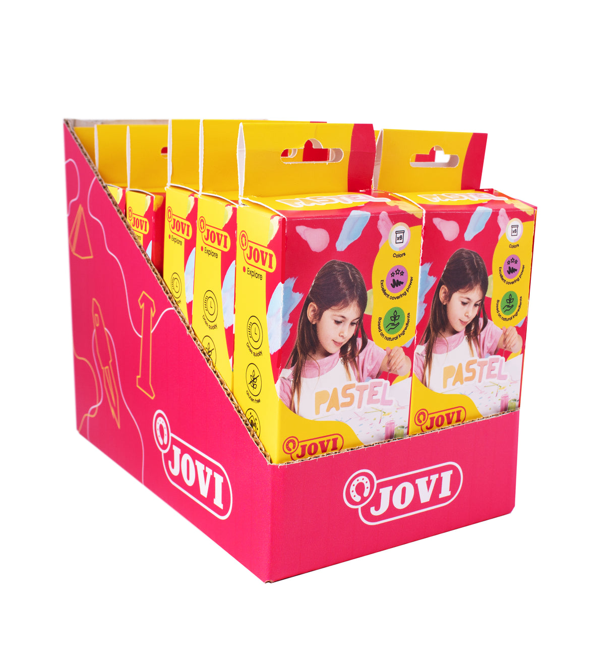 Culori tempera pastelate JOVI Premium 6 x 15 ml cu pensulă