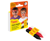 JOVI set culori pentru pictură pe față tip stick 3 x 5,6 g - roșu, alb și negru