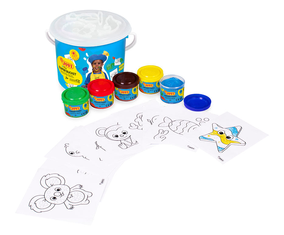 JOVI set vopsele pentru degete în găletușă 5 x 35 ml cu șabloane