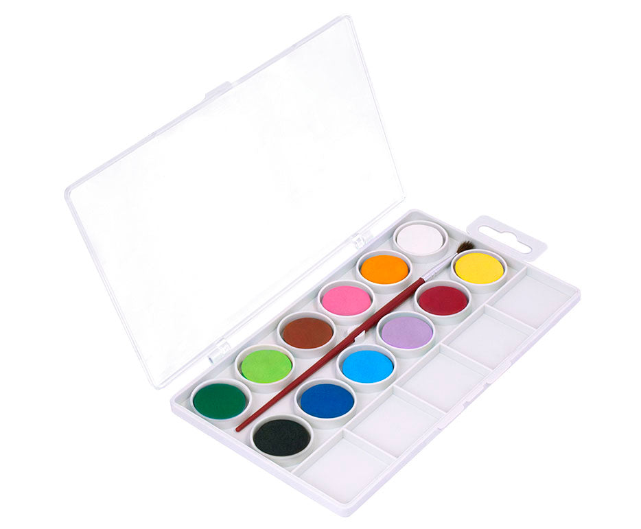 Acuarele JOVI ø 22 mm – 12 culori cu pensulă