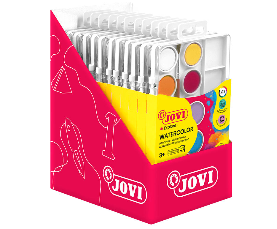 Acuarele JOVI ø 22 mm – 12 culori cu pensulă