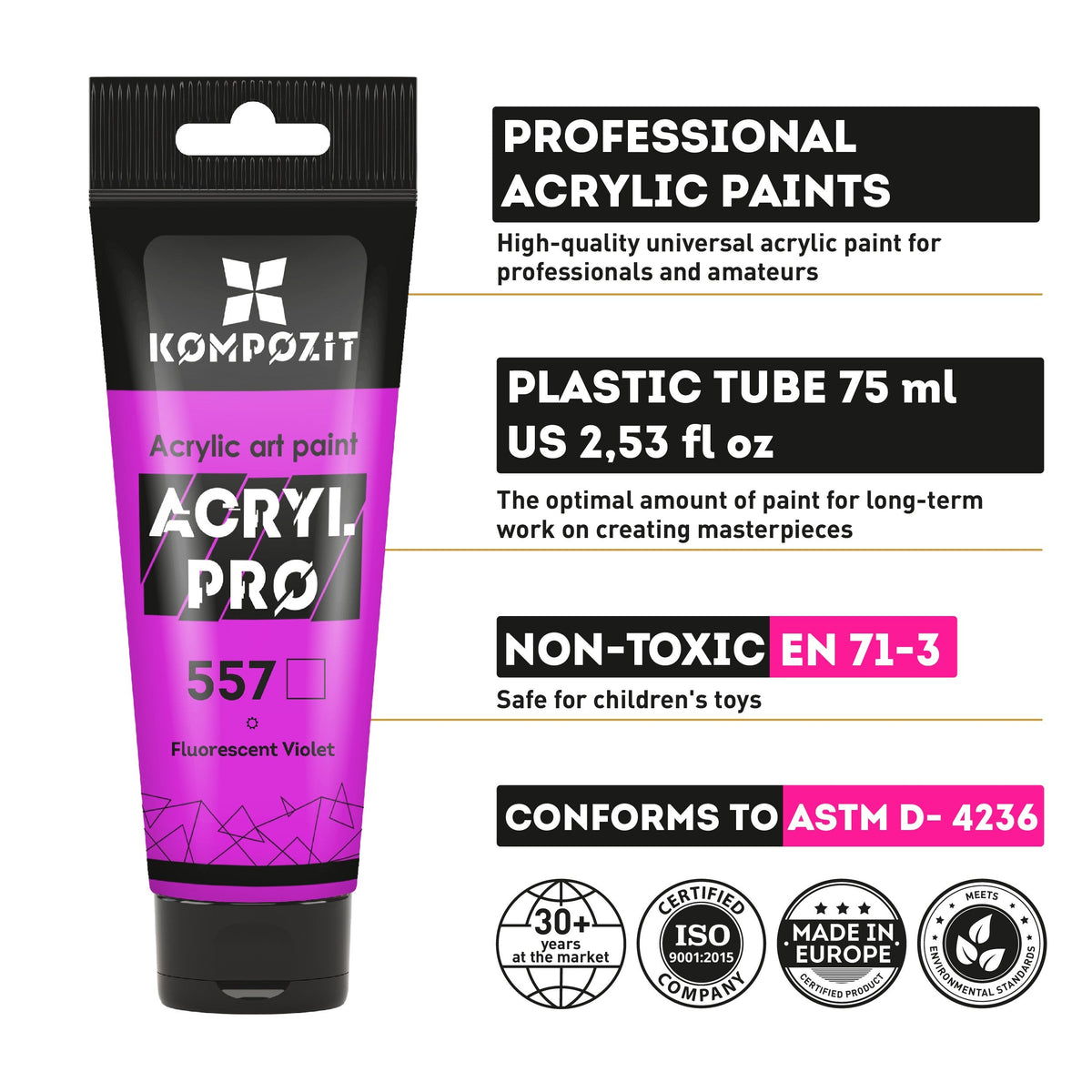 Vopsea acrilică fluorescentă ACRYL PRO ART Kompozit 75 ml