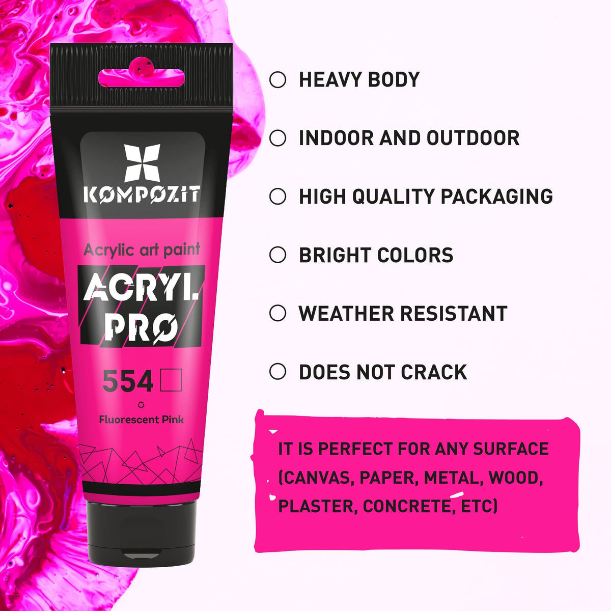 Vopsea acrilică fluorescentă ACRYL PRO ART Kompozit 75 ml