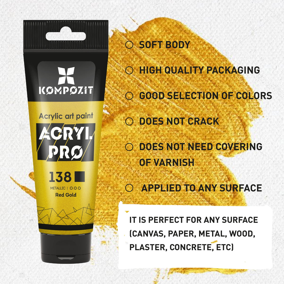 Vopsea acrilică metalică ACRYL PRO ART Kompozit 75 ml