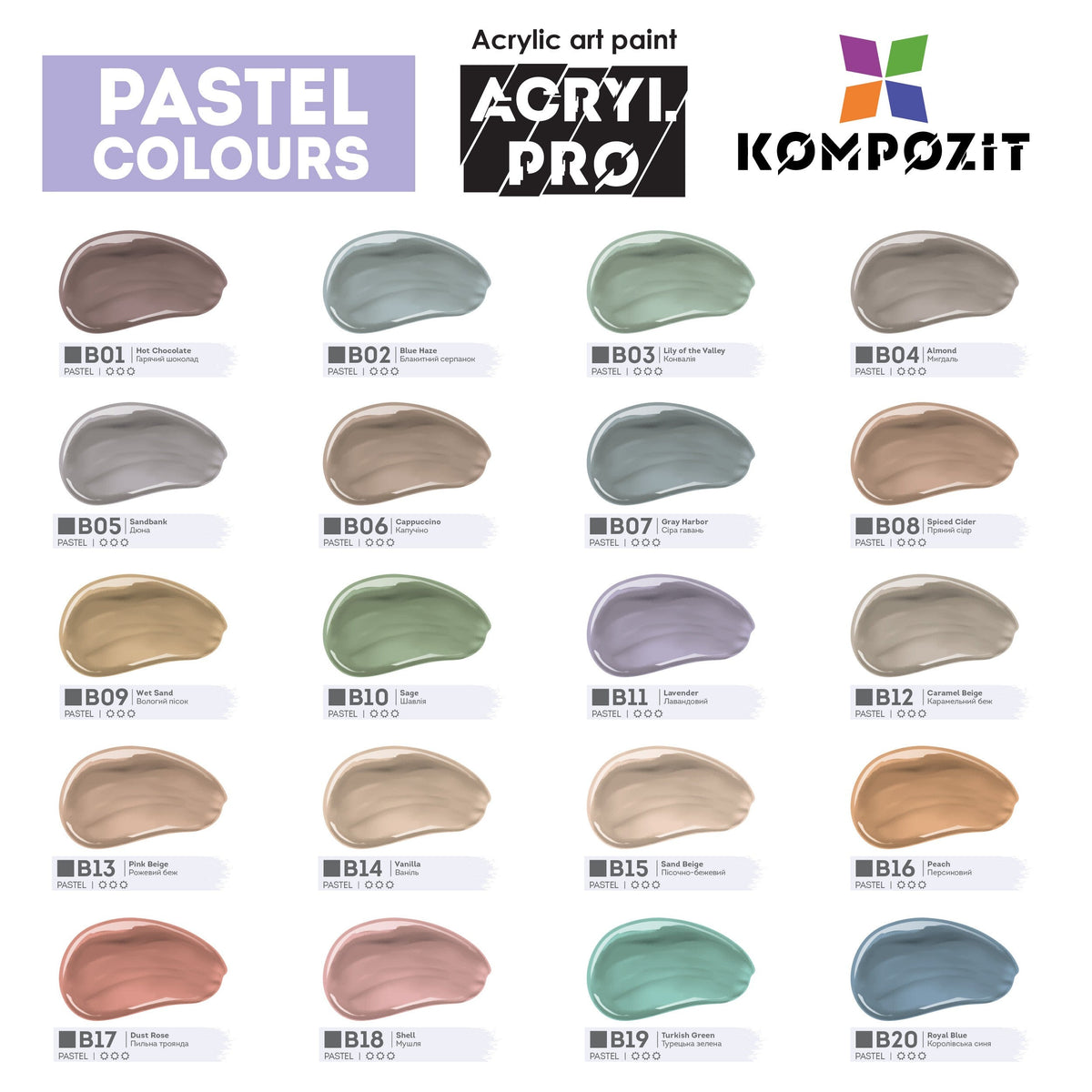 Vopsea acrilică Pastel ACRYL PRO ART Kompozit 75 ml