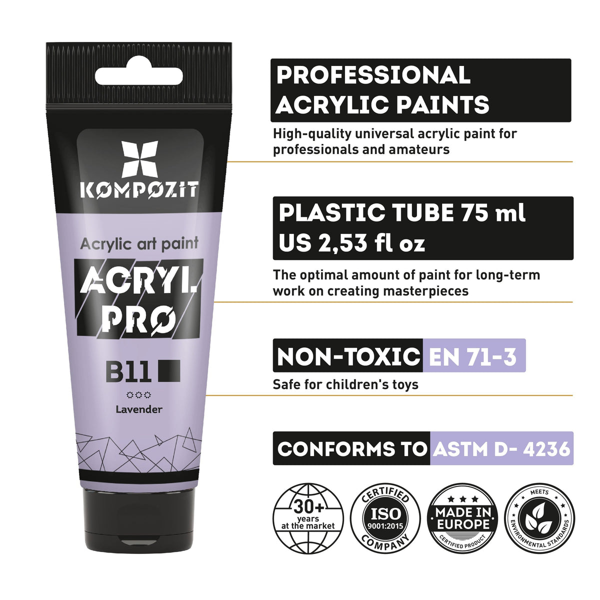 Vopsea acrilică Pastel ACRYL PRO ART Kompozit 75 ml
