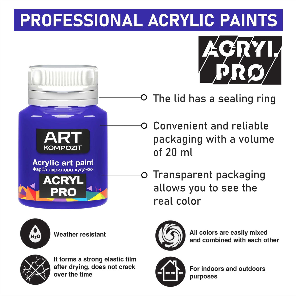 Set de vopsele acrilice Kompozit ACRYL PRO