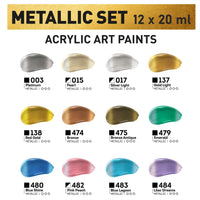 Set de vopsele acrilice metalizate ACRYL PRO Kompozit 12x20 ml