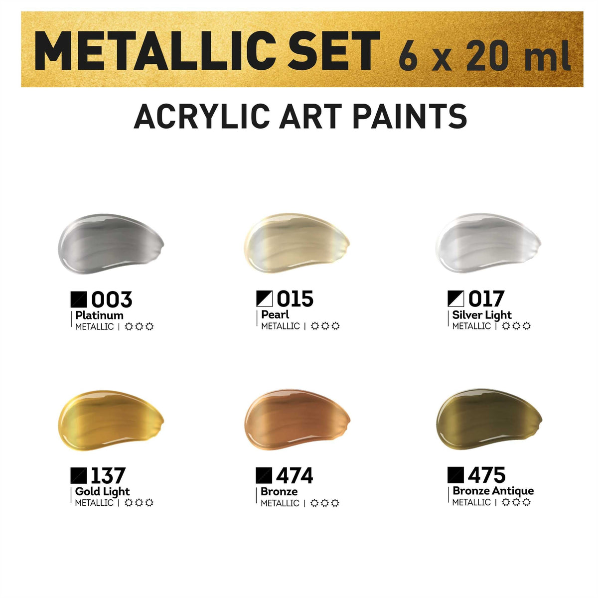 Set de vopsele acrilice metalice ACRYL PRO