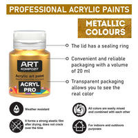 Set de vopsele acrilice metalice ACRYL PRO