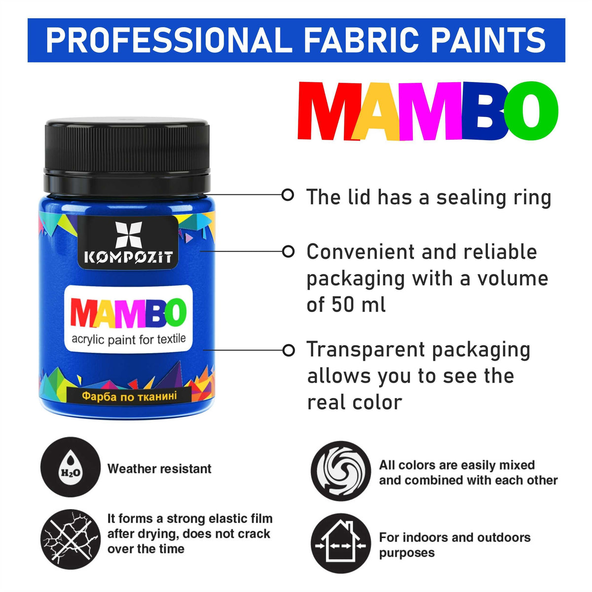 Vopsea acrilică MAMBO pentru textile și piele 50ml