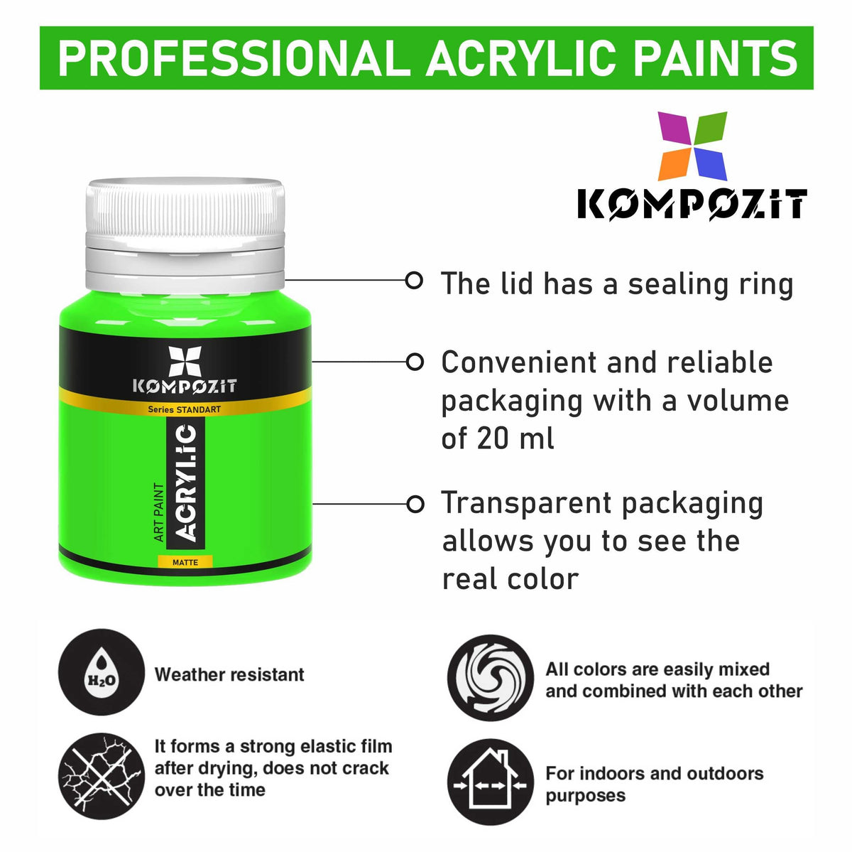 Vopsea acrilică Kompozit STANDART 20 ml