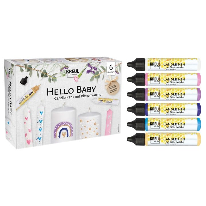 kreul set 6 x 25 ml pixuri pentru lumanari hello baby