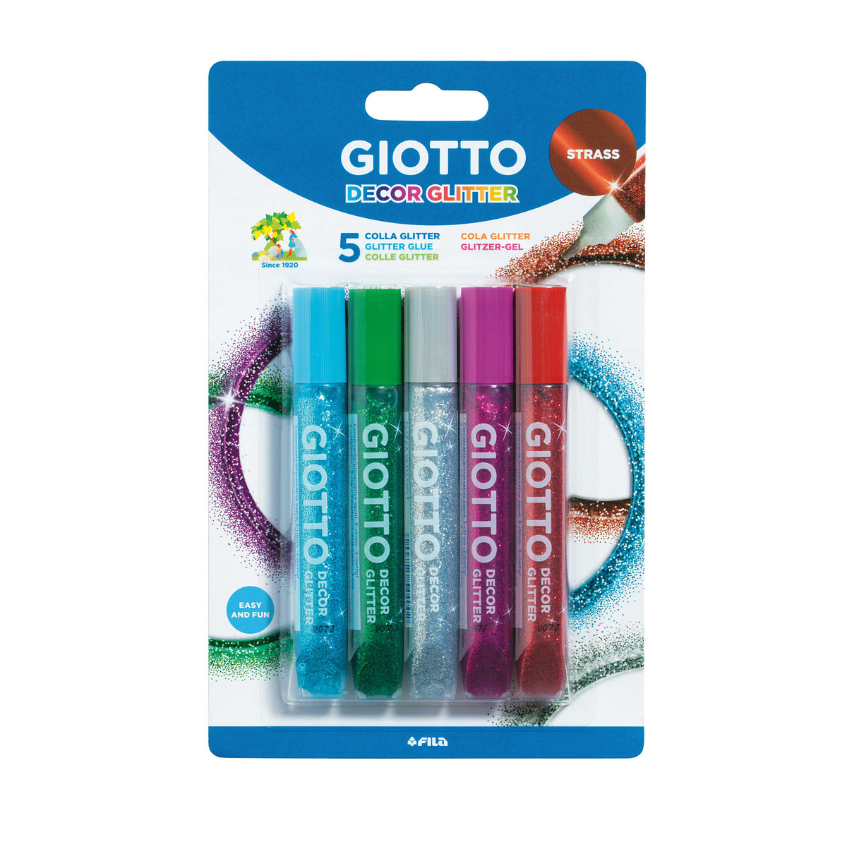Lipici cu sclipici GIOTTO Glitter Glue culori de pietre prețioase 5 x 10 g