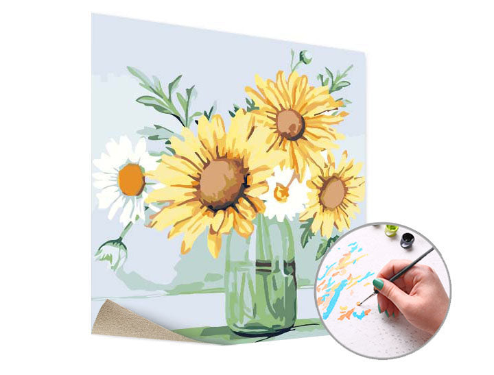 Pictură după numere MARGARETS AND SUNflowers – fără cadru