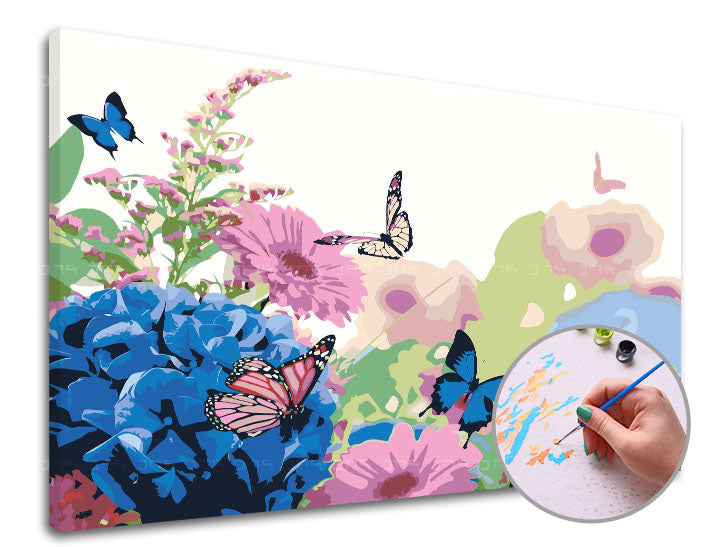 Pictură după numere BETWEEN FLOWERS – pe cadru