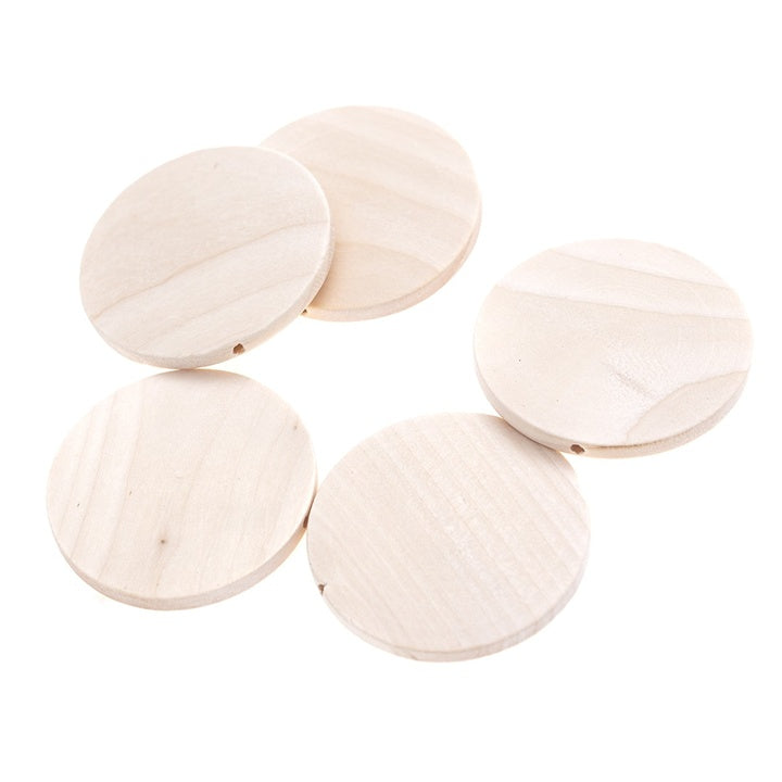 Mărgele din lemn - disc - 50 mm, 5 buc