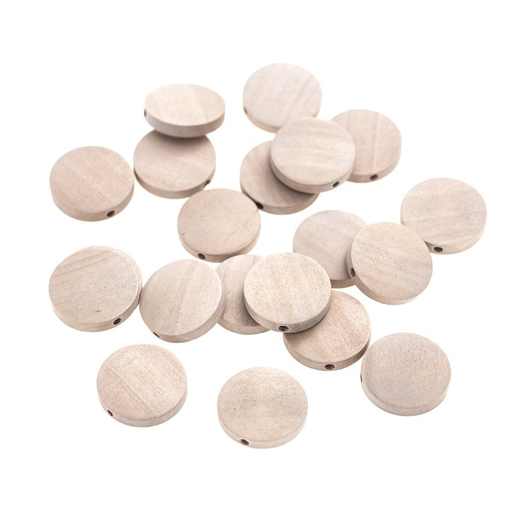 Mărgele din lemn - disc - 20 mm, 20 buc