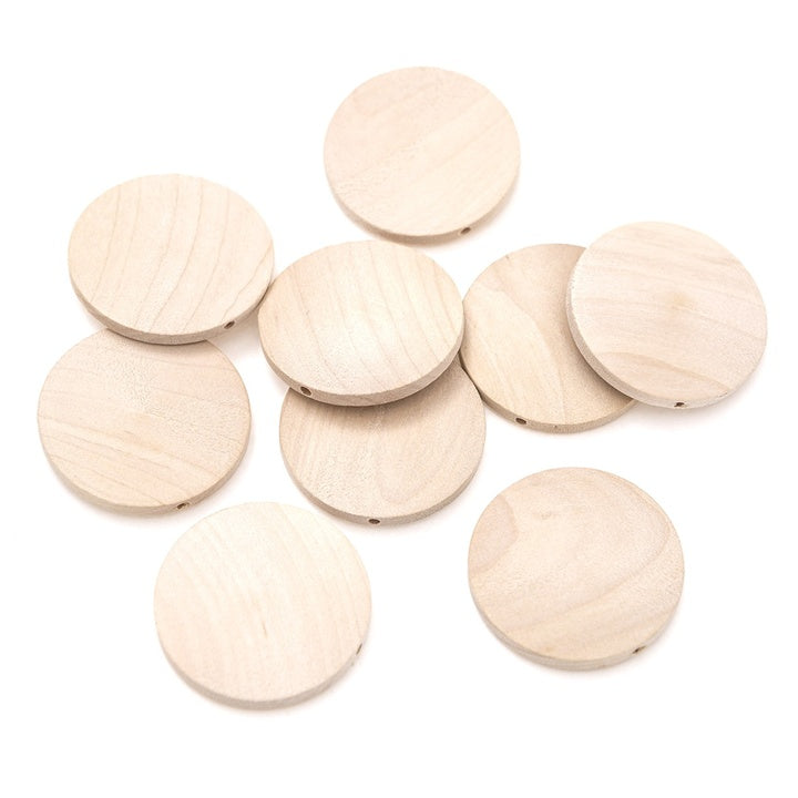 Mărgele din lemn - disc - 40 mm, 10 buc