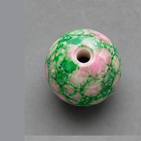 Mărgele rotunde din sticlă cu efect marmorat 8 mm – 15 buc – verde-roz